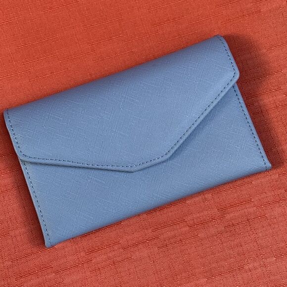 TRAVEL wallet vegan safiano leather snap closure interior zip pocket cardholders - Picture 12 of 12